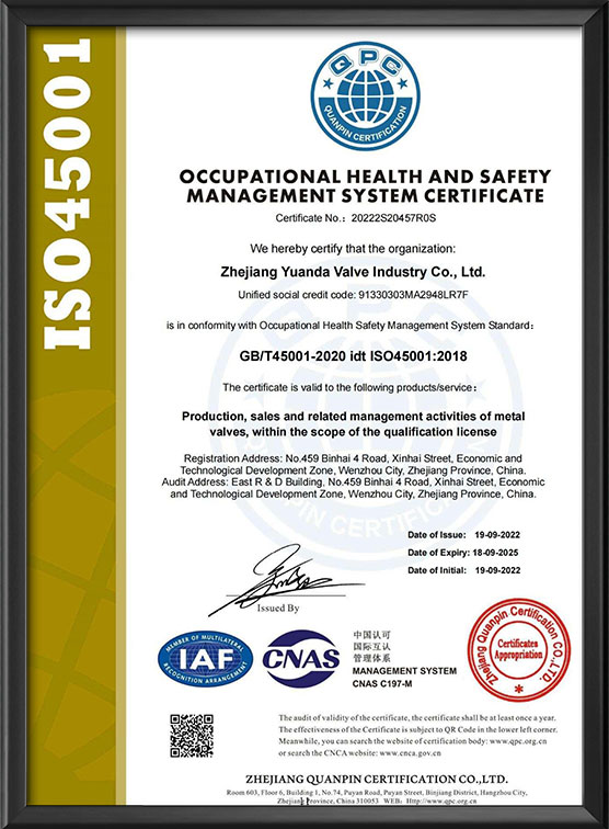 职业健康管理体系认证证书-英文